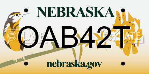 OAB42T Nebraska License Plate