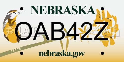 OAB42Z Nebraska License Plate