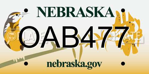 OAB477 Nebraska License Plate