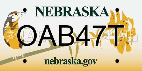 OAB47T Nebraska License Plate
