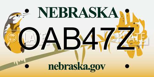 OAB47Z Nebraska License Plate