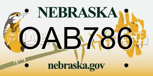 OAB786 Nebraska License Plate