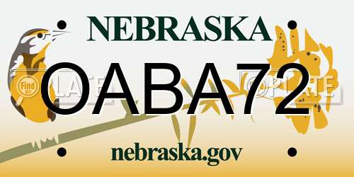 OABA72 Nebraska License Plate