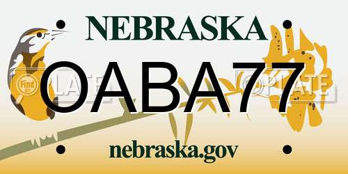 OABA77 Nebraska License Plate