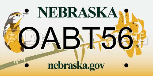 OABT56 Nebraska License Plate