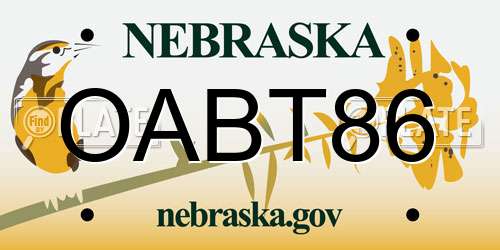OABT86 Nebraska License Plate