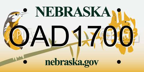 OAD1700 Nebraska License Plate