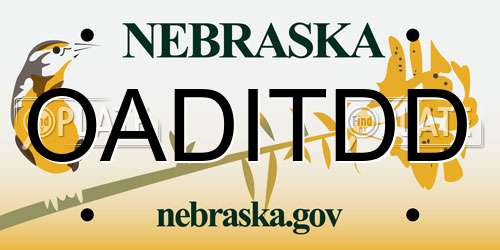 OADITDD Nebraska License Plate