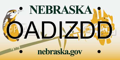 OADIZDD Nebraska License Plate