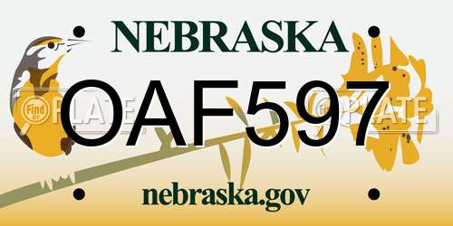 OAF597 Nebraska License Plate