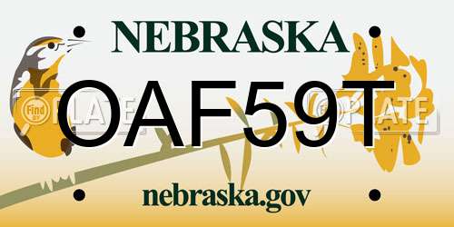 OAF59T Nebraska License Plate