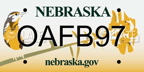 OAFB97 Nebraska License Plate