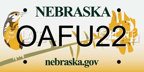 OAFU22 Nebraska License Plate