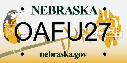 OAFU27 Nebraska License Plate