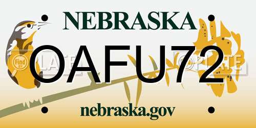 OAFU72 Nebraska License Plate