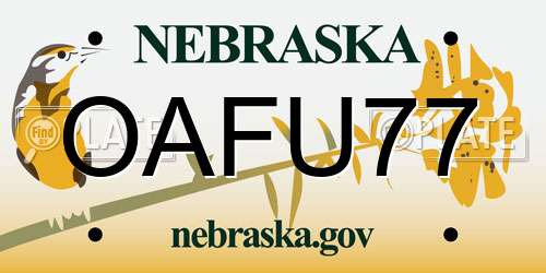 OAFU77 Nebraska License Plate