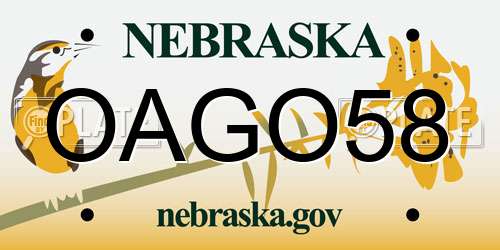 OAGO58 Nebraska License Plate
