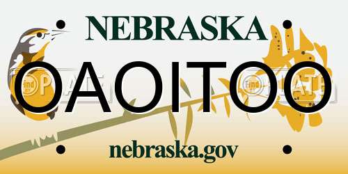 OAOITOO Nebraska License Plate
