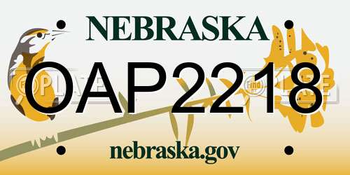 OAP2218 Nebraska License Plate