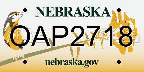 OAP2718 Nebraska License Plate