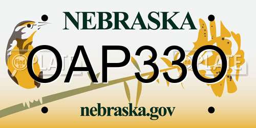OAP33O Nebraska License Plate