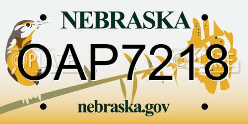 OAP7218 Nebraska License Plate