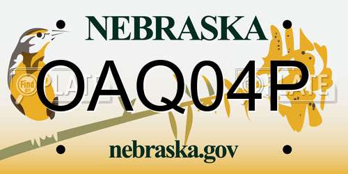 OAQ04P Nebraska License Plate