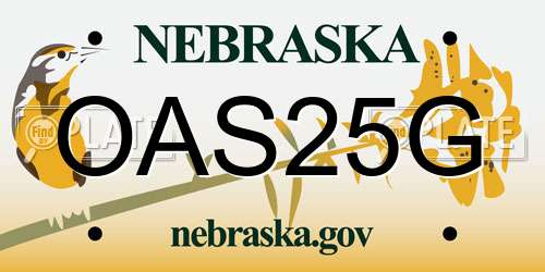 OAS25G Nebraska License Plate