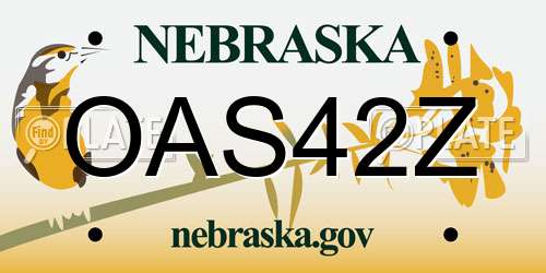 OAS42Z Nebraska License Plate