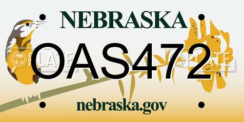 OAS472 Nebraska License Plate
