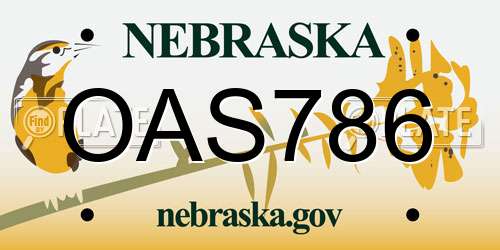OAS786 Nebraska License Plate