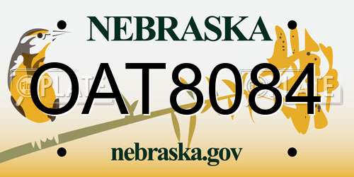 OAT8084 Nebraska License Plate