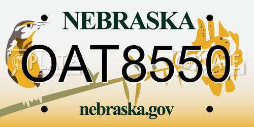 OAT8550 Nebraska License Plate