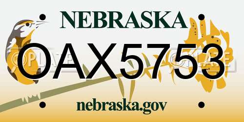 OAX5753 Nebraska License Plate