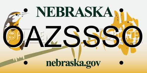OAZSSSO Nebraska License Plate