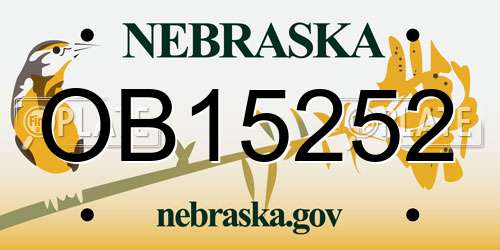 OB15252 Nebraska License Plate