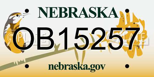 OB15257 Nebraska License Plate