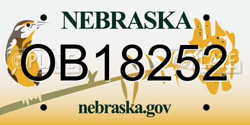 OB18252 Nebraska License Plate