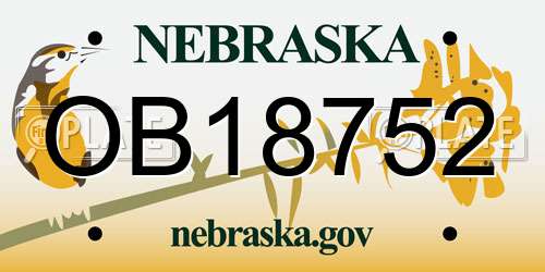 OB18752 Nebraska License Plate