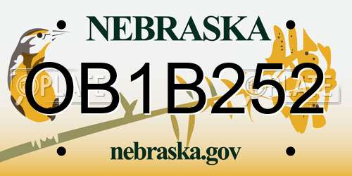OB1B252 Nebraska License Plate