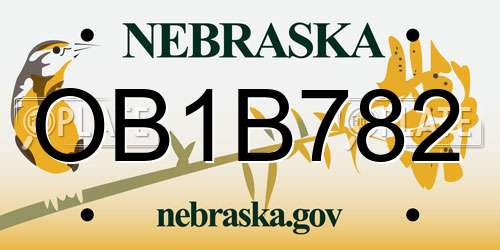 OB1B782 Nebraska License Plate