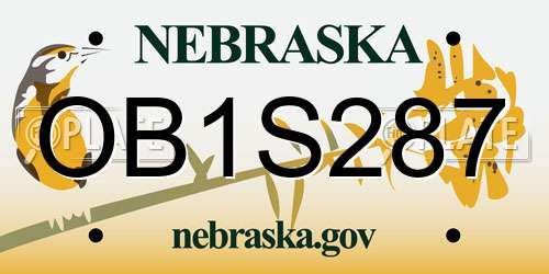 OB1S287 Nebraska License Plate