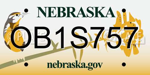 OB1S757 Nebraska License Plate