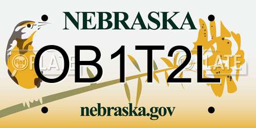 OB1T2L Nebraska License Plate