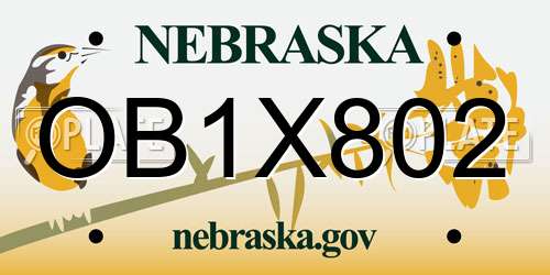 OB1X802 Nebraska License Plate
