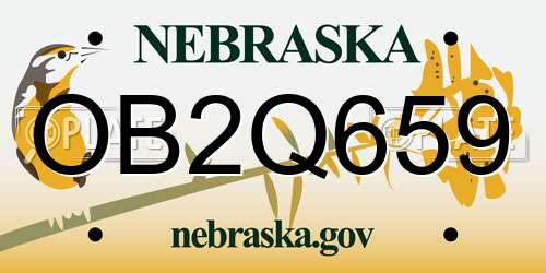 OB2Q659 Nebraska License Plate