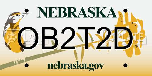 OB2T2D Nebraska License Plate
