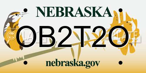 OB2T2O Nebraska License Plate