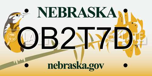 OB2T7D Nebraska License Plate