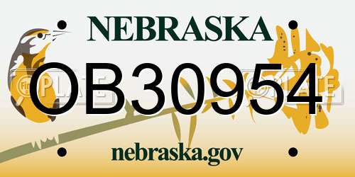 OB30954 Nebraska License Plate